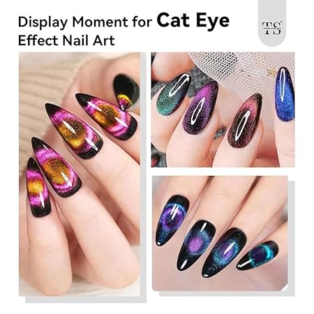 GV266 THR3E STROKES Cat Eye Magnetic Nail Art Set, 9 Pieces, Double-Ended Magnet Tools with Square and Round Tips