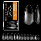 GV269 THR3E STROKES Soft Gel NailTips, Full Cover Clear Soft Nail Tips for Artificial False Nails Extension Nail Salons DIY NailArt with Box, 550PCS (MEDIUM ALMOND P8)