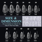 GV269 THR3E STROKES Soft Gel NailTips, Full Cover Clear Soft Nail Tips for Artificial False Nails Extension Nail Salons DIY NailArt with Box, 550PCS (MEDIUM ALMOND P8)