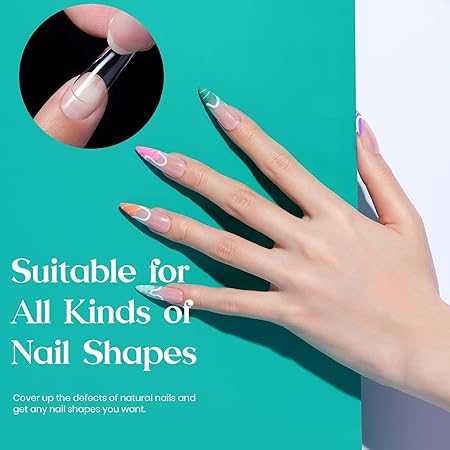 GV272 THR3E STROKES Soft Gel NailTips, Full Cover Clear Soft Nail Tips for Artificial FalseNails Extension Nail Salons DIY NailArt with Box, 550PCS (MEDIUM STILETTO N9)