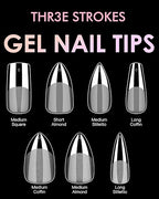 GV273 THR3E STROKES Soft GelNail Tips, Full Cover Clear Soft NailTips for Artificial False Nails Extension Nail Salons DIY NailArt with Box, 550PCS (MEDIUM STILLETO P5)