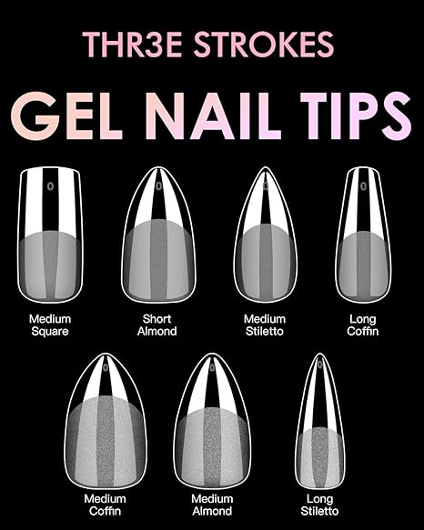 GV273 THR3E STROKES Soft GelNail Tips, Full Cover Clear Soft NailTips for Artificial False Nails Extension Nail Salons DIY NailArt with Box, 550PCS (MEDIUM STILLETO P5)