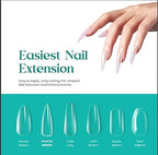 GV275 THR3E STROKES Soft Gel NailTips, Full Cover Clear Soft NailTips for Artificial False Nails Extension Nail Salons DIY NailArt with Box, 440PCS (LONG COFFIN N5)