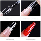 GV276 THR3E STROKES Soft Gel NailTips, Full Cover Clear Soft Nail Tips for Artificial False Nails Extension Nail Salons DIY NailArt with Box, 440PCS (LONG OVAL N8)