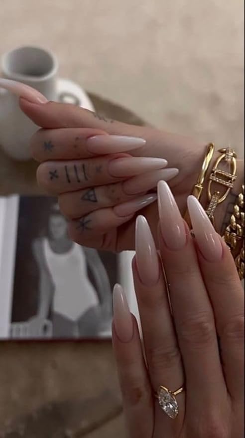 GV276 THR3E STROKES Soft Gel NailTips, Full Cover Clear Soft Nail Tips for Artificial False Nails Extension Nail Salons DIY NailArt with Box, 440PCS (LONG OVAL N8)