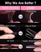 GV279 THR3E STROKES Soft Gel NailTips, Full Cover Clear Soft Nail Tips for Artificial False Nails Extension Nail Salons DIY NailArt with Box, 550PCS (SHORT STILETTO N13)