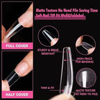 GV280 THR3E STROKES Soft Gel NailTips, Full Cover Clear Soft Nail Tips for Artificial False Nails Extension Nail Salons DIY NailArt with Box, 550PCS (LONG COFFIN P6)