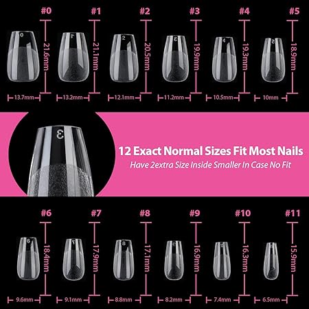 GV281 THR3E STROKES Soft Gel NailTips, Full Cover Clear Soft NailTips for Artificial False Nails Extension Nail Salons DIY NailArt with Box, 550PCS (SHORT COFFIN P7)
