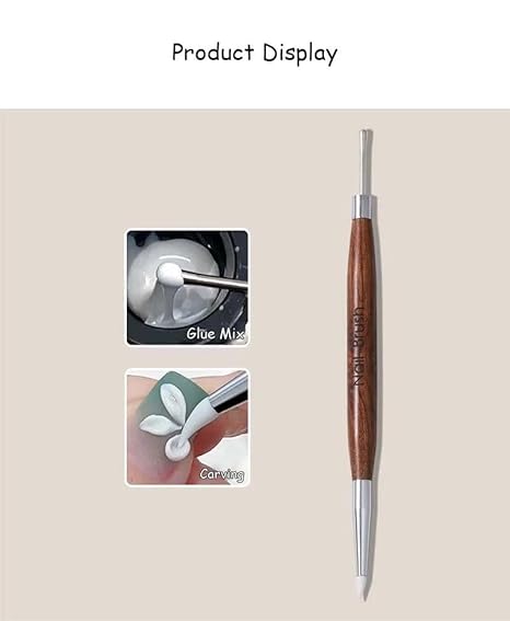 GV302 THR3E STROKES Double Ended Nail Art Sculpting Pen Versatile Gel Polish Brush for Detailed Designs Tips for Precision Control Nail Decor Tool for Professionals and DIY (DUAL 3D BRUSH)