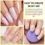 GV305 THR3E STROKES 3D and Chrome Nail Powder Kit: 15g No Wipe Clear 3D Sculpting for Nail Art, 3D Carving Nail Molding Gel & Metallic Chrome Powder Set for Gel Nail Art Decoration Home Manicure DIY (MACHINE SE SUKHENGI)