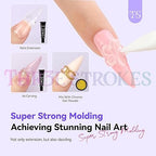 GV305 THR3E STROKES 3D and Chrome Nail Powder Kit: 15g No Wipe Clear 3D Sculpting for Nail Art, 3D Carving Nail Molding Gel & Metallic Chrome Powder Set for Gel Nail Art Decoration Home Manicure DIY (MACHINE SE SUKHENGI)