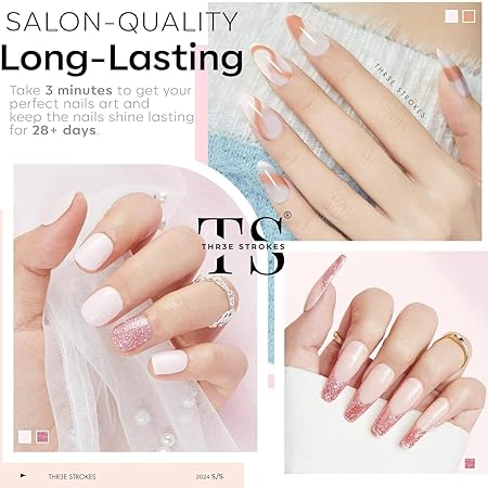 GV306 THR3E STROKES Gel Nail Polish, Nude Pink 6 Colors Gel Nail Polish Set Neutral Glitter Nail Polish Gel Classic Nude Sheer Pink Gel Polish LED Nail Art Manicure Soak Off DIY Salon Gifts for Women Girls (FAIRY LOVE 89, 15ml)
