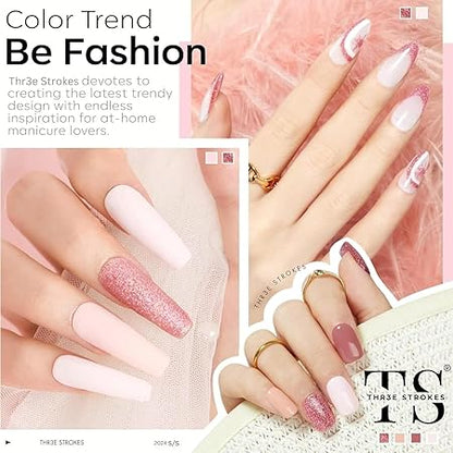 GV306 THR3E STROKES Gel Nail Polish, Nude Pink 6 Colors Gel Nail Polish Set Neutral Glitter Nail Polish Gel Classic Nude Sheer Pink Gel Polish LED Nail Art Manicure Soak Off DIY Salon Gifts for Women Girls (FAIRY LOVE 89, 15ml)