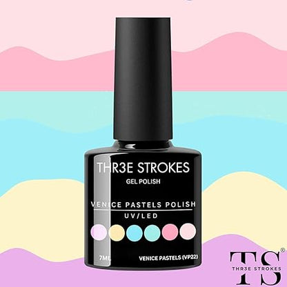 GV307 THR3E STROKES Gel Nail Polish Set, 6 Colors 2024 Spring Gel Polish Kit Bright Pastel Macaron Candy Nail Polish Gel Pink Mint Green Blue Purple Gel Nail Soak Off Nail Art Manicure Gift DIY Salon ( Venus Pastel )