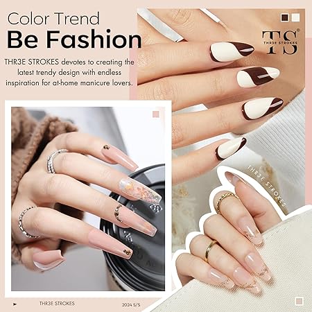 GV318 THR3E STROKES Gel Nail Polish Set - 6 Colors Gel Polish Glitter Gel Polish Sparkle Nail Polish Gel Manicure DIY Salon Nail Art Gifts (BOURBON 678, 7.5ML)
