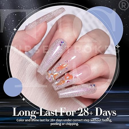 GV321 THR3E STROKES Gel Nail Polish Set - 6 Colors Gel Polish Glitter Gel Polish Sparkle Nail Polish Gel Manicure DIY Salon Nail Art Gifts (DISCOPAL, 7.5ML)