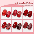 GV325 THR3E STROKES Gel Nail Polish Set - 6 Colors (3 Glass, 2 Glitter & 1 Cat Eye) UV LED Soak Off Gel Polish for DIY Salon Nail Art Manicure, RED ALLURE, 7.5ML Each