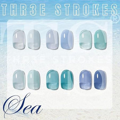 GV327 THR3E STROKES Gel Nail Polish Set - 6 Colors Glass Gel Nail Polish Gel Manicure DIY Salon Nail Art Gifts (SEA, 7.5ML)