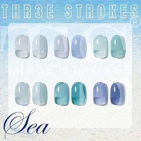 GV327 THR3E STROKES Gel Nail Polish Set - 6 Colors Glass Gel Nail Polish Gel Manicure DIY Salon Nail Art Gifts (SEA, 7.5ML)