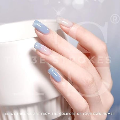 GV327 THR3E STROKES Gel Nail Polish Set - 6 Colors Glass Gel Nail Polish Gel Manicure DIY Salon Nail Art Gifts (SEA, 7.5ML)