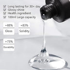 GV330 THR3E STROKES 2 Pcs 100ml No Wipe Gel Top Coat and Base Coat Set - Glossy Finish, Long Lasting, LED Nail Lamp Compatible, Nail Art Design Manicure Gifts for Women