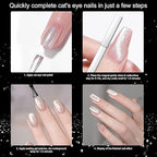 GV337 THR3E STROKES 4 Pcs Mini Nail Magnet Set, Assembled Cat Eye Gel Nail Polish Magnet Tool Magnetic Cat Eye Magnet for Nails Cat Eye Magnets Sticks Nail 3D Design DIY Home Salon (4 PCS MINI SET)