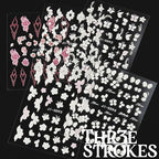 GV338 THR3E STROKES 5D Embossed White Flowers Nail Stickers, 5 Sheets Self-Adhesive Floral Decals, Spring Art, Rose Butterfly for Nails, 3D Acrylic Flowers (D15)