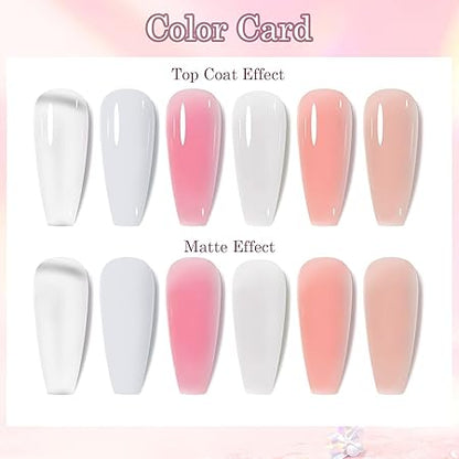 GV342 THR3E STROKES Poly Nail Gel Extension Kit for Builder Gel UV Nail Art Kit Nail Extension Set. (6 IN 1) (PINK)