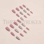 GV344 THR3E STROKES Press-On Nails,FakeNails Manicure set Salon look Nails Includes 24Nails, 1sheet gluetabs,1 Alcohol wipe,1 Manicure Stick, 1 Mini file. PN-37
