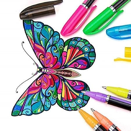 GV348 THR3E STROKES SK Glitter, Metallic, Neon Gel Pens Set (Pack of 24)