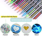 GV348 THR3E STROKES SK Glitter, Metallic, Neon Gel Pens Set (Pack of 24)