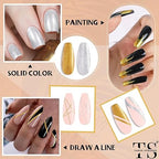 GV349 THR3E STROKES Golden Reflective Glitter Gel Polish Set for Swirl Shiny Nail Art With Brush (Gold)