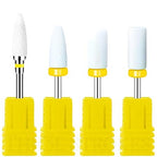 GV350 THR3E STROKES Ceramic Nail Drill Bits Set, 3/32'' (2.35mm) Professional Acrylic Nail File Drill Bit for Manicure Pedicure Cuticle Gel Nail Polishing 4Pcs (YELLOW)