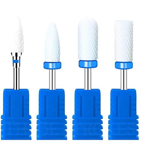 GV350 THR3E STROKES Ceramic Nail Drill Bits Set, 3/32'' (2.35mm) Professional Acrylic Nail File Drill Bit for Manicure Pedicure Cuticle Gel Nail Polishing 4Pcs (YELLOW)