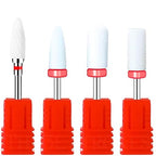 GV350 THR3E STROKES Ceramic Nail Drill Bits Set, 3/32'' (2.35mm) Professional Acrylic Nail File Drill Bit for Manicure Pedicure Cuticle Gel Nail Polishing 4Pcs (YELLOW)