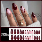 GV357 THR3E STROKES Press-On Nails,Fake Nails Manicure set Salon look Nails Includes 24Nails, 1sheet gluetabs,1 Alcohol wipe,1 Manicure Stick, 1 Mini file. (PN-5)