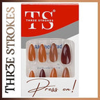 GV365 THR3E STROKES Press-On Nails,Fake Nails Manicure set Salon look Nails Includes 24Nails, 1sheet gluetabs,1 Alcohol wipe,1 Manicure Stick, 1 Mini file. (PN-15)
