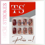 GV374 THR3E STROKES Press-On Nails,Fake Nails Manicure set Salon look Nails Includes 24Nails, 1sheet gluetabs,1 Alcohol wipe,1 Manicure Stick, 1 Mini file. (PN-25)