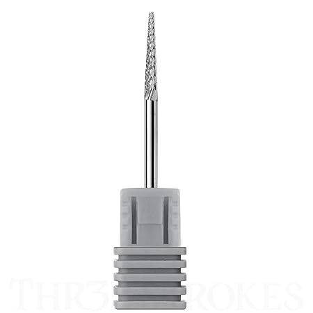 GV381 THR3E STROKES nail drill bit:Cuticle bit for nail drill 3/32" Safety Under Nail Carbide Cuticle Cleaner Bit for Nail Prep, Nail Trimmer, Professional nail Art tools for manicure， Needle shape Fine-F (ND3)