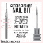GV381 THR3E STROKES nail drill bit:Cuticle bit for nail drill 3/32" Safety Under Nail Carbide Cuticle Cleaner Bit for Nail Prep, Nail Trimmer, Professional nail Art tools for manicure， Needle shape Fine-F (ND3)