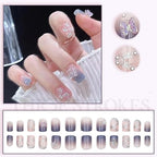 GV383 THR3E STROKES Press-On Nails, FakeNails Manicure set Salon look Nails Includes 24Nails, 1sheet gluetabs,1 Alcohol wipe,1 Manicure Stick, 1 Mini file PN-40