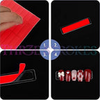 GV384 THR3E STROKES RED 10 Sheets Double Sided Tape for Nails Display Double Sided Tape Double Sided Tape for Press on Nails Adhesive Clear Mounting Tape for Nail Packaging Nail Design Salon Supplies Colors Designs Showcase