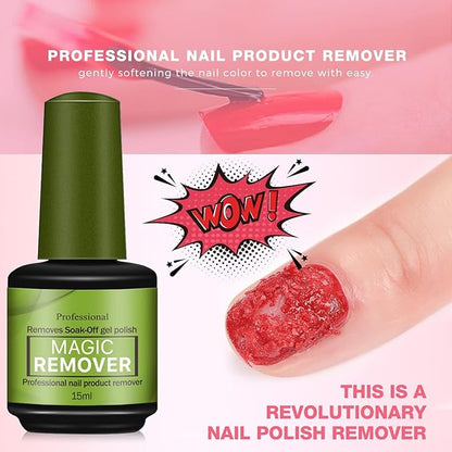 GV430 THR3E STROKES Gel Nail Polish Remover: Professional, Natural, 15ml, 5g, Quickly & Easily Removes Gel Polish in 3-5 Minutes, No Soaking or Wrapping, Nail Polish Remover