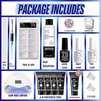 GV439 THR3E STROKES Professional Poly Gel Nail Kit with U V Light Starter Kit, 6 Pcs Builder Gel Nail Extension Kit for Beginners with Everything Nail Art DIY (SAPPHIRE KIT)