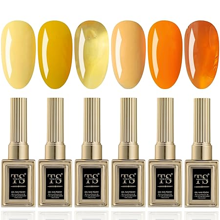 GV442 THR3E STROKES Hema Free Gel Nail Polish Set 6 Colors Gel Polish Manicure Nail Art DIY Home Gifts for Women Girls Rainbow Nails 15ML X 15ML (UV LAMP REQUIRED)(MACHINE SE SUKHENGI) (SUNSET POINT 08,39,58,04, 48,62, 15ml)
