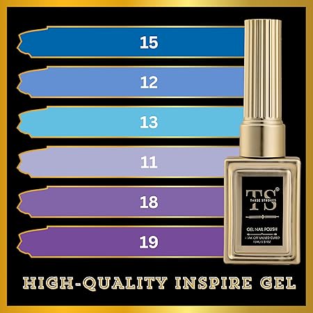 GV443 THR3E STROKES Hema Free Gel Nail Polish Set 6 Colors Gel Polish Manicure Nail Art DIY Home Gifts for Women Girls Rainbow Nails 15ML X 15ML (UV LAMP REQUIRED)(MACHINE SE SUKHENGI) (BLUE LAVENDER 15,12,13,11,18,19, 15ml)