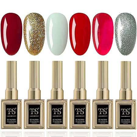 GV447 THR3E STROKES Hema Free Gel Nail Polish Set 6 Colors Gel Polish Manicure Nail Art DIY Home Gifts for Women Girls Rainbow Nails 15ML X 15ML (UV LAMP REQUIRED)(MACHINE SE SUKHENGI) (BRIDAL SWAG 90,74,44,45,63,87, 15ml)