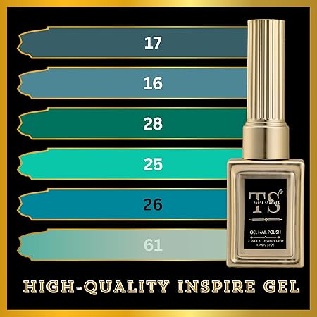GV451 THR3E STROKES Hema Free Gel Nail Polish Set 6 Colors Gel Polish Manicure Nail Art DIY Home Gifts for Women Girls Rainbow Nails 15ML X 15ML (UV LAMP REQUIRED)(MACHINE SE SUKHENGI) (TURQUOISE QUEEN 17,16,28,25,26,61, 15ml)