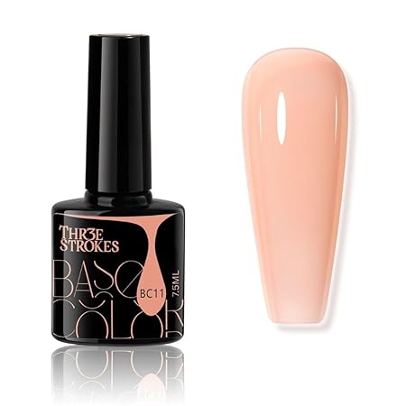 GV468 THR3E STROKES Gel Nail Polish LED UV Gel Soak Off Clear Nude Pink French Manicure Light Pink Jelly Nail GelPolish Varnish Curing Requires 1pcs 7.5ml for Home Salon Nail Art DIY