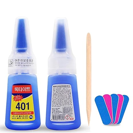 GV469 THR3E STROKES Nail Glue - Super Glue Stronger For Artificial Or Fake Nails,Nail Art 20g - Bottle 401 Rapid Fix Handmade Adhesive Quick Dry With 5 Mini Filler And 1 Orange Stick
